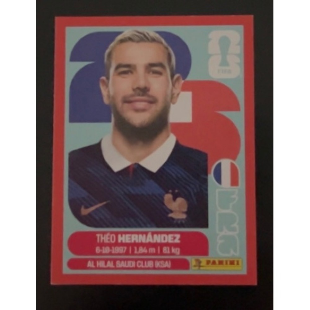 Panini FIFA World Cup 2026 Theo Hernandez France FRA 3 Red Sticker Soccer Card